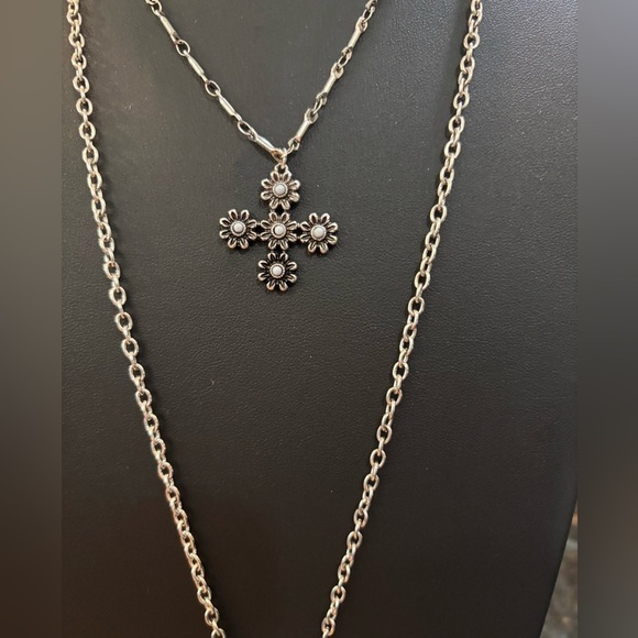 Free People Silver Toned Layered Necklace NWT - Picture 4 of 7